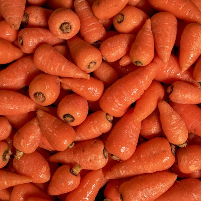 Group shot of chantenay carrots.